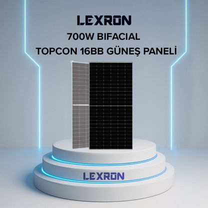 LEXRON TOPCON BIFACIAL 700W HALF-CUT GÜNEŞ PANELİ